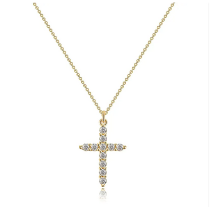 Collier avec croix et couronne en diamants