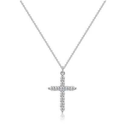 Collier avec croix et couronne en diamants