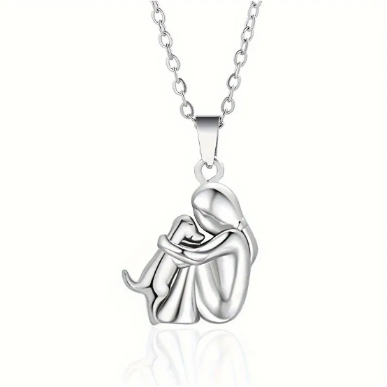 Collier fillette et son chien en or