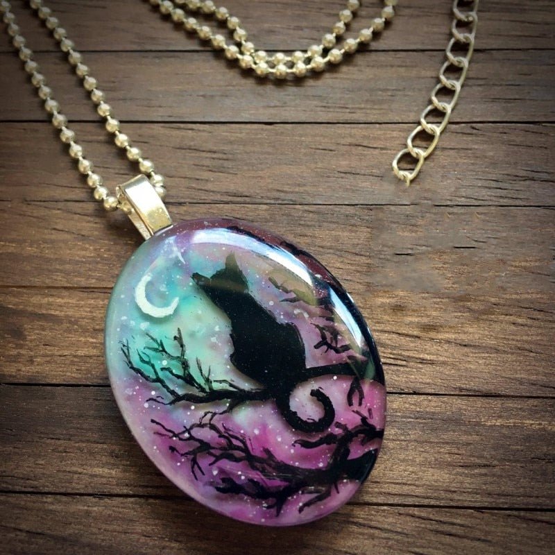 Collier avec le chat enchanté « la nuit des étoiles » en or