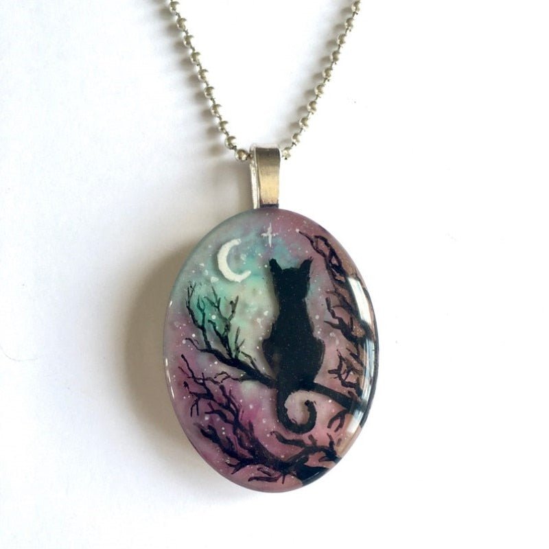 Collier avec le chat enchanté « la nuit des étoiles » en or