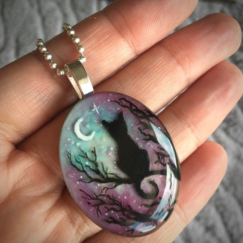 Collier avec le chat enchanté « la nuit des étoiles » en or