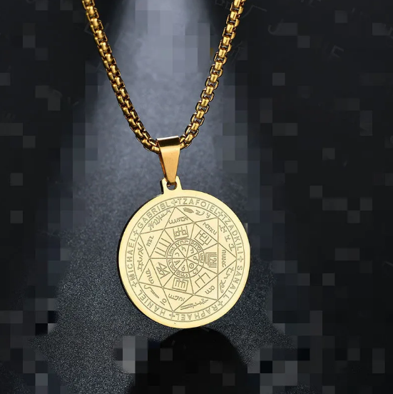 Collier avec médaille Triton ange Six étoiles en or