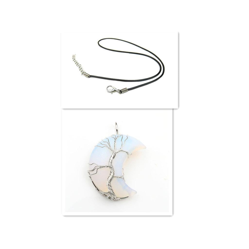 Collier avec pendentif arbre de vie en cristal en or