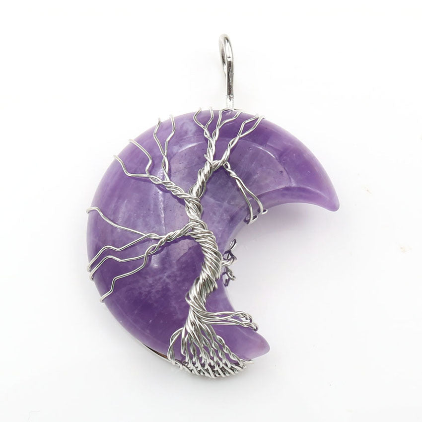Collier avec pendentif arbre de vie en cristal en or
