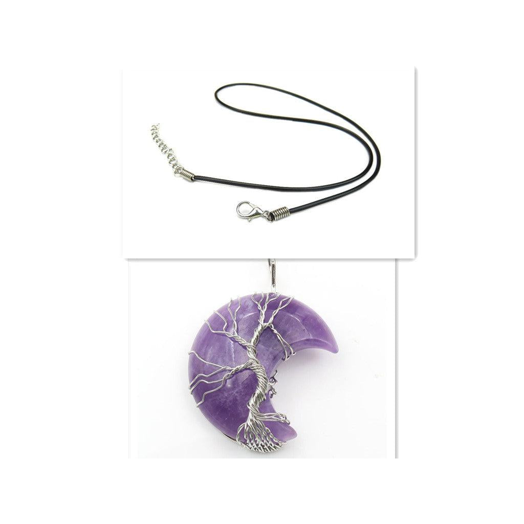 Collier avec pendentif arbre de vie en cristal en or