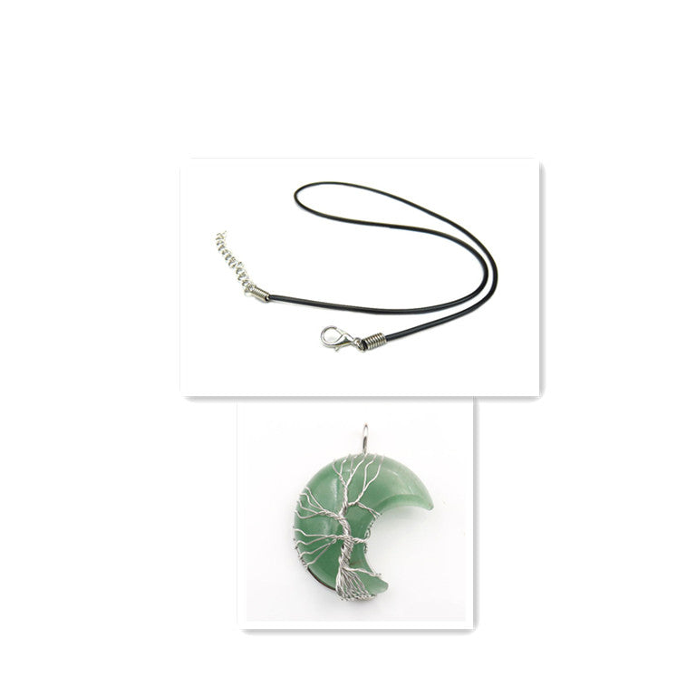 Collier avec pendentif arbre de vie en cristal en or