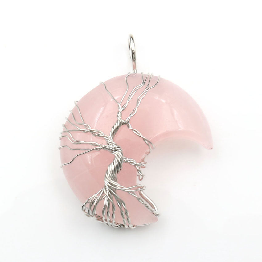 Collier avec pendentif arbre de vie en cristal en or