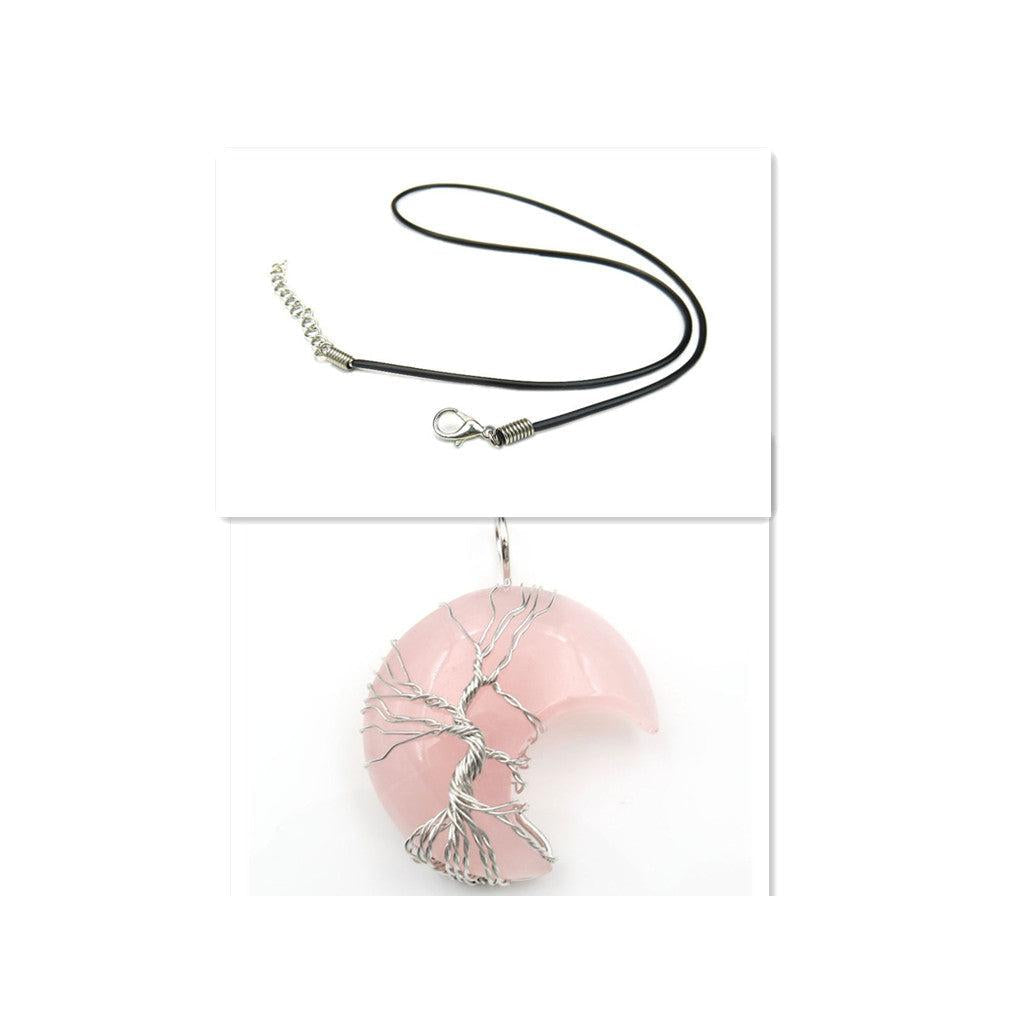 Collier avec pendentif arbre de vie en cristal en or