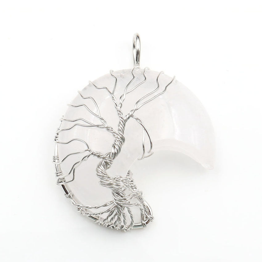 Collier avec pendentif arbre de vie en cristal en or