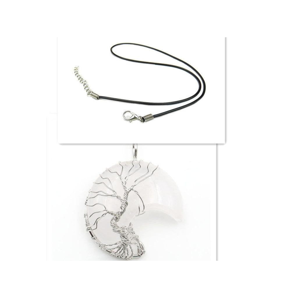 Collier avec pendentif arbre de vie en cristal en or