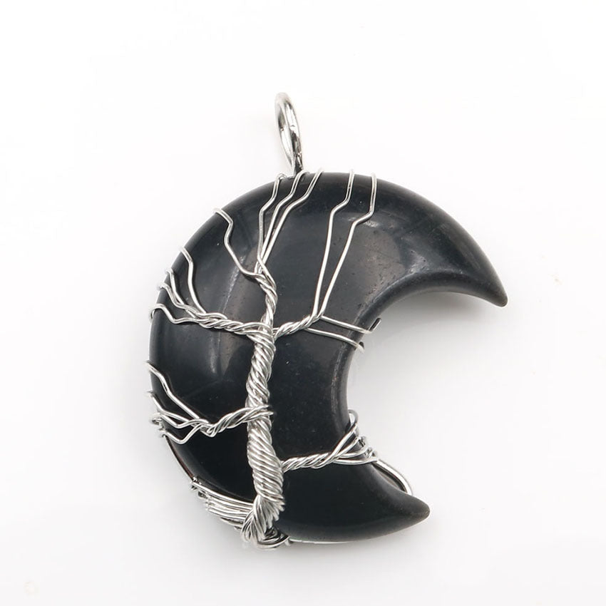 Collier avec pendentif arbre de vie en cristal en or