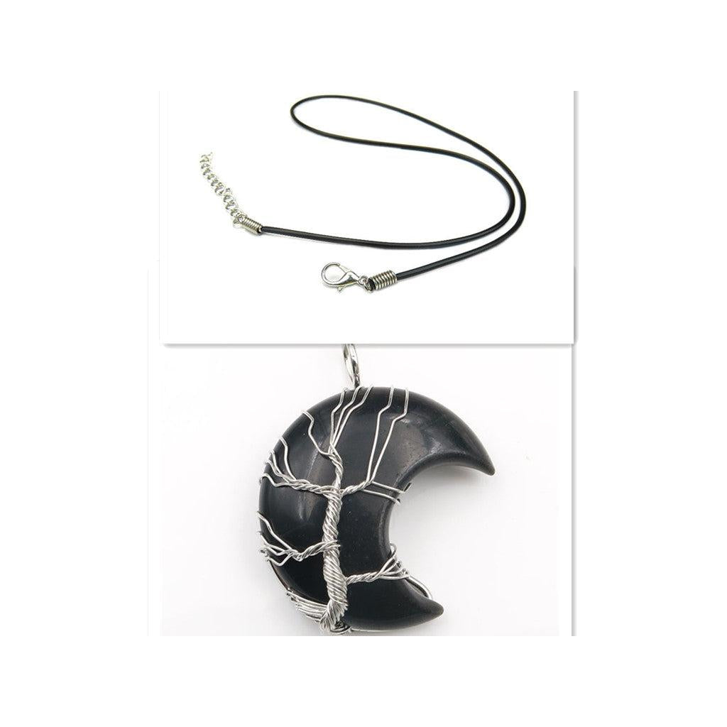 Collier avec pendentif arbre de vie en cristal en or