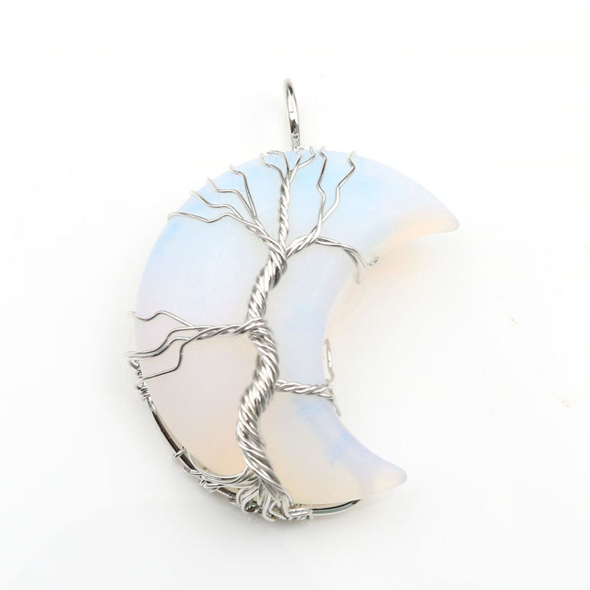 Collier avec pendentif arbre de vie en cristal en or