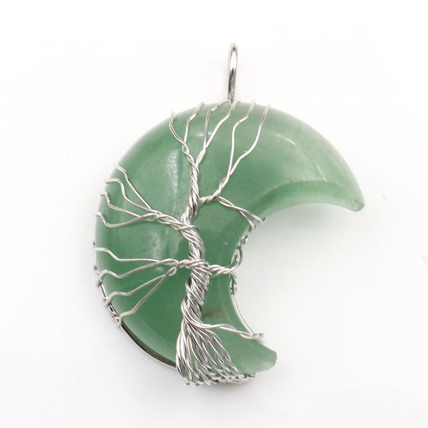 Collier avec pendentif arbre de vie en cristal en or
