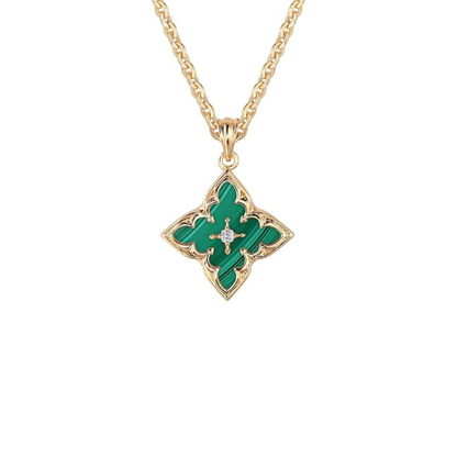 Collier avec pendentif en trèfle en émeraude | Or