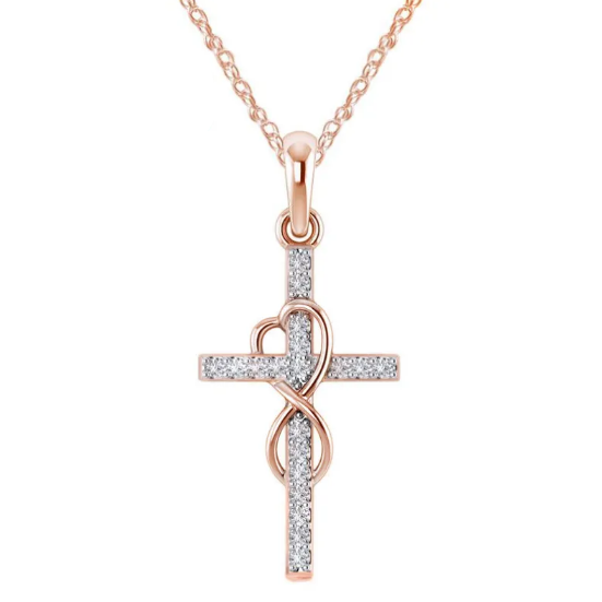 Collier avec un pendentif en forme de croix en acier inoxydable en or