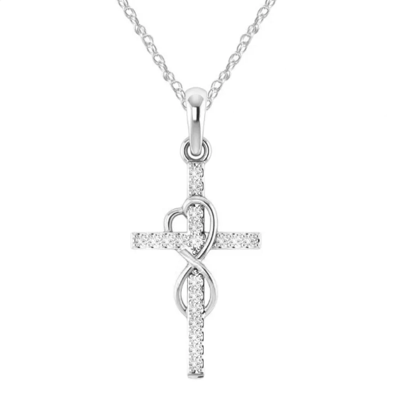 Collier avec un pendentif en forme de croix en acier inoxydable en or