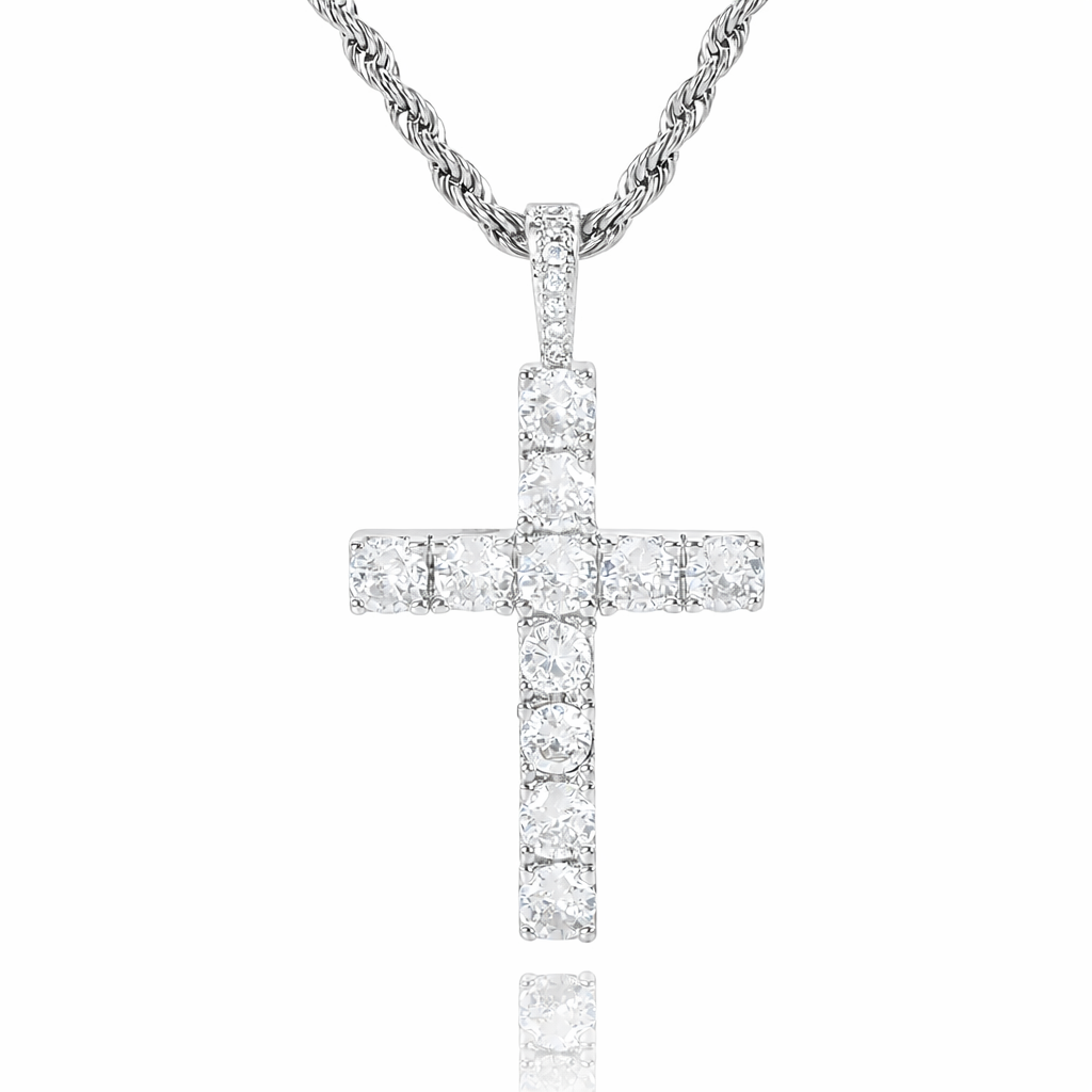 Collier croix en or blanc