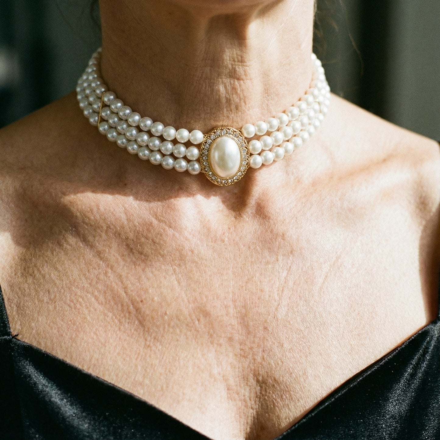 Collier élégant avec trois perles