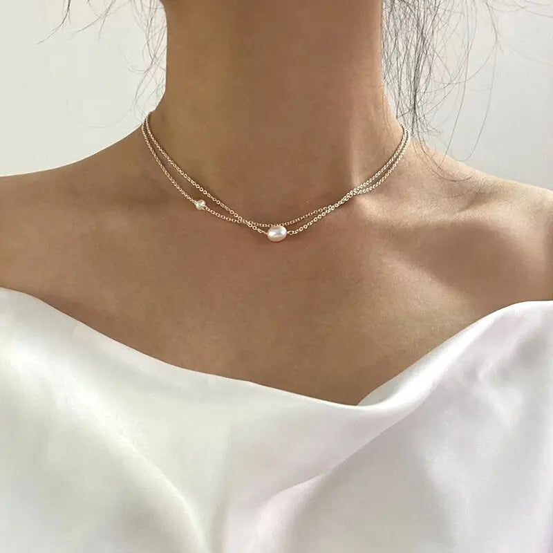 Collier en perles fraîches en or