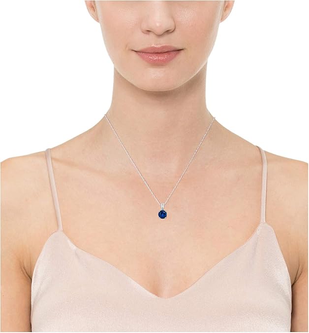 Collier en saphir Taillé rond en or blanc