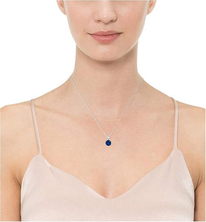 Collier en Saphir Taillé Rond | Or Blanc