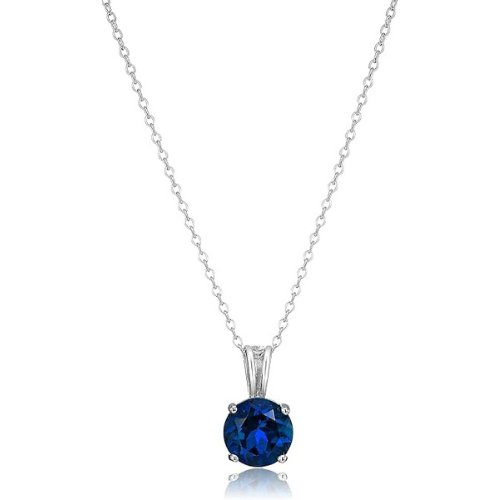 Collier en saphir Taillé rond en or blanc