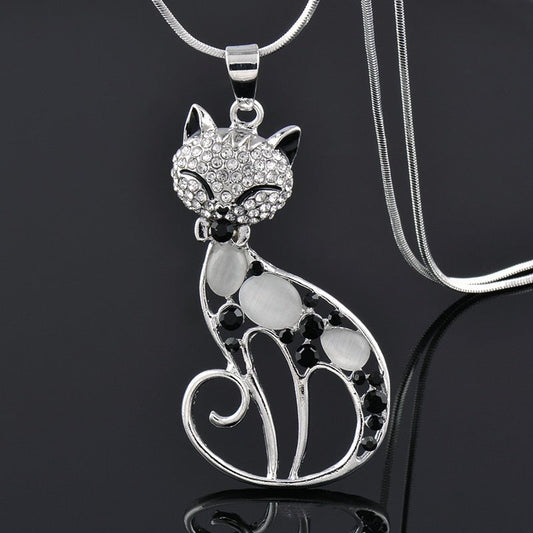 Collier en argent pour chat avec zirconium