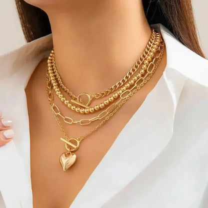 Collier en couches en forme de cœur
