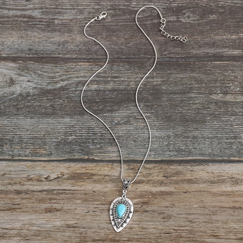 Collier en goutte d'eau turquoise Arlisse en or blanc