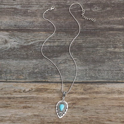 Collier en goutte d'eau turquoise Arlisse | Or blanc