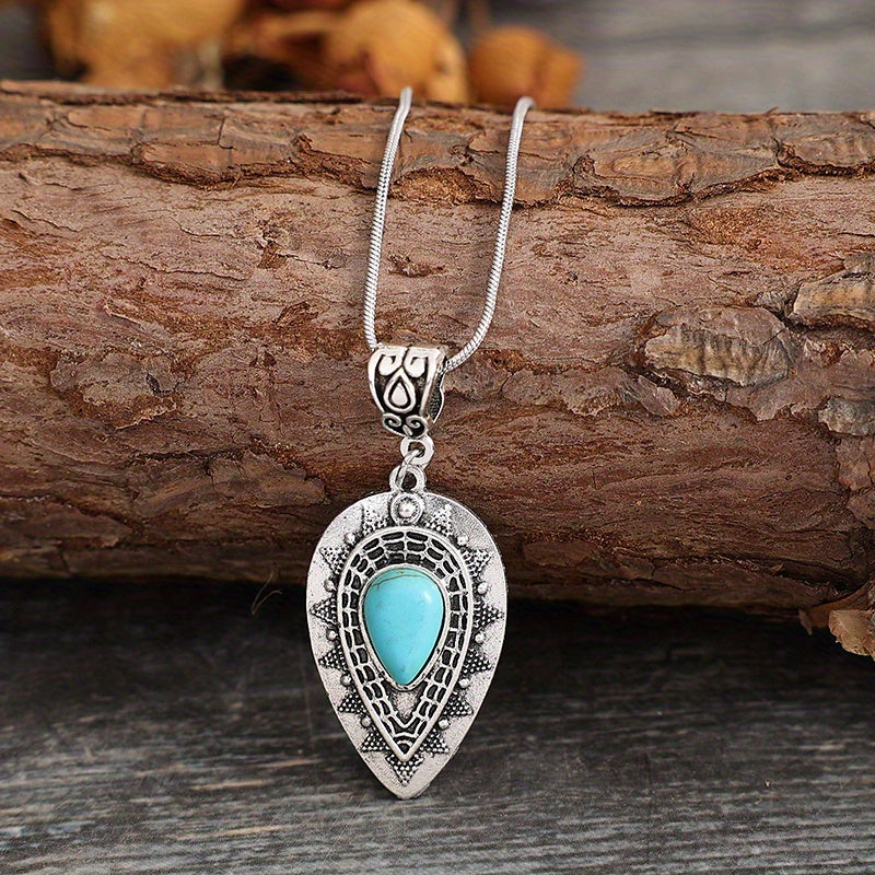 Collier en goutte d'eau turquoise Arlisse en or blanc