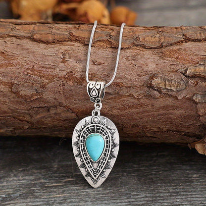 Collier en goutte d'eau turquoise Arlisse | Or blanc