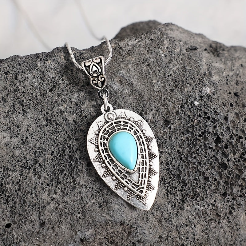 Collier en goutte d'eau turquoise Arlisse en or blanc