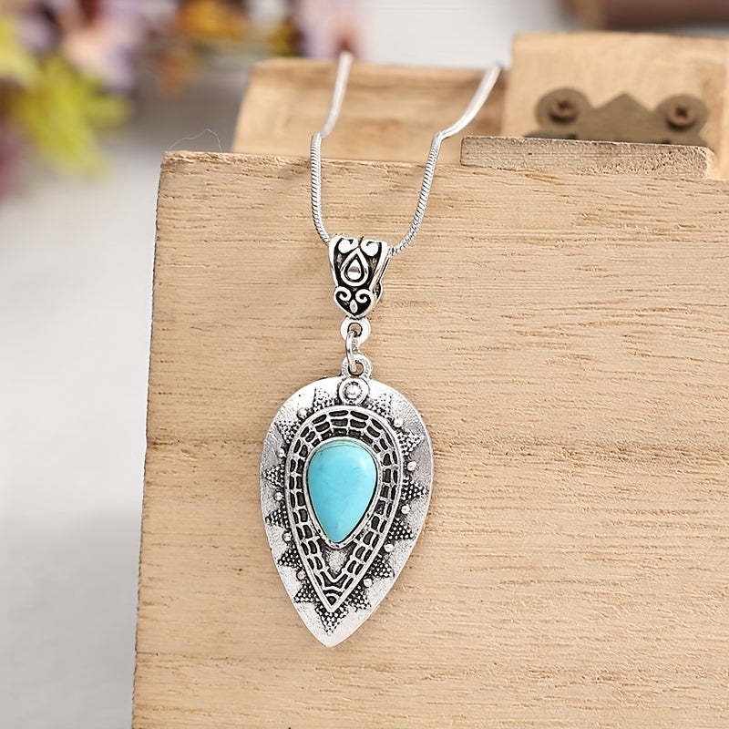 Collier en goutte d'eau turquoise Arlisse en or blanc