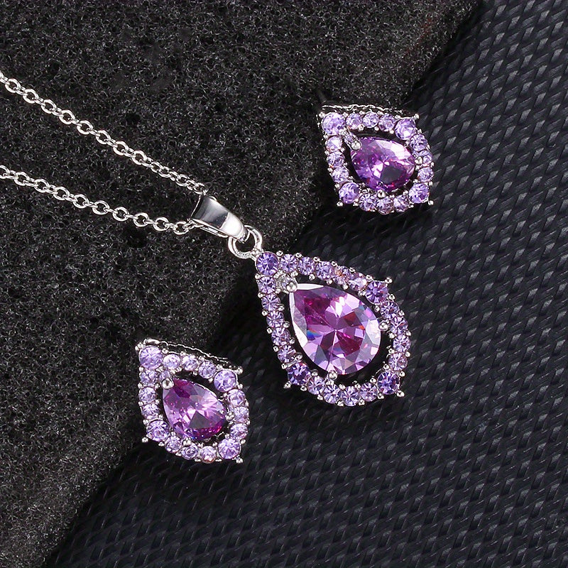 Collier et boucles d'oreilles en améthyste Nadine en or