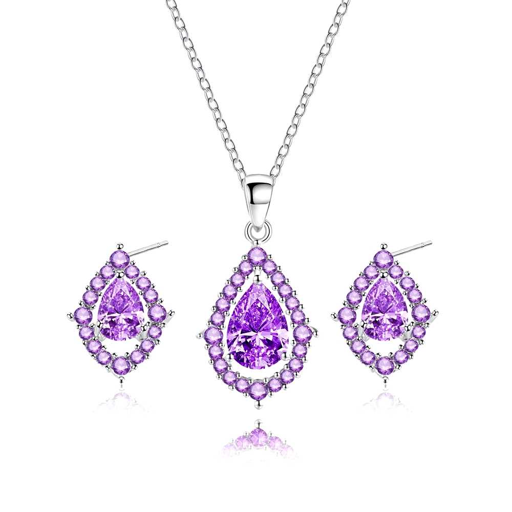 Collier et boucles d'oreilles en améthyste Nadine en or
