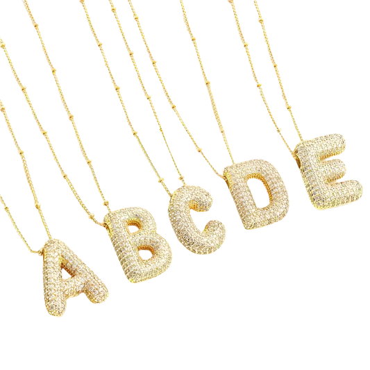 Collier initial en lettres bulles | Or