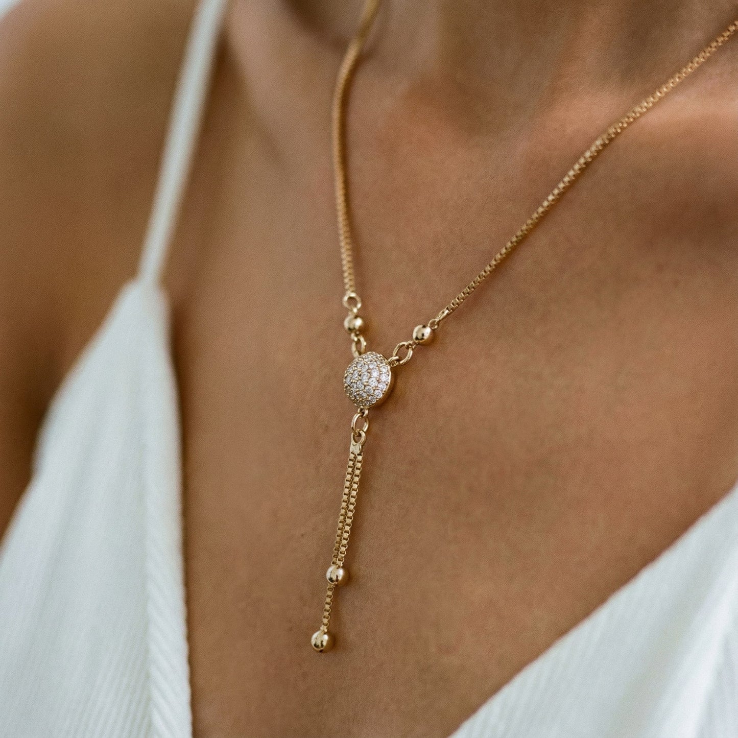 Collier rétro en cristal doré