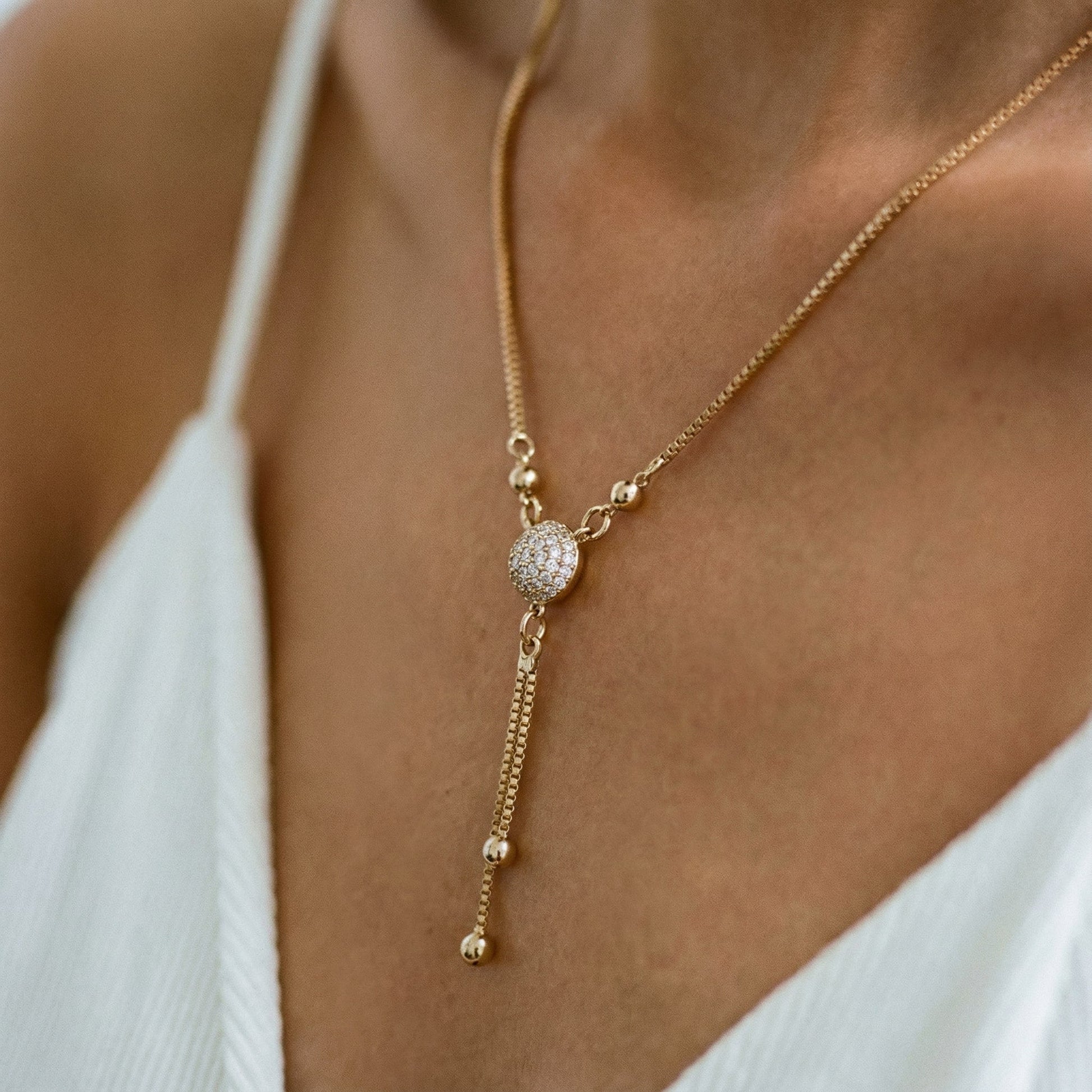 Collier rétro en cristal doré