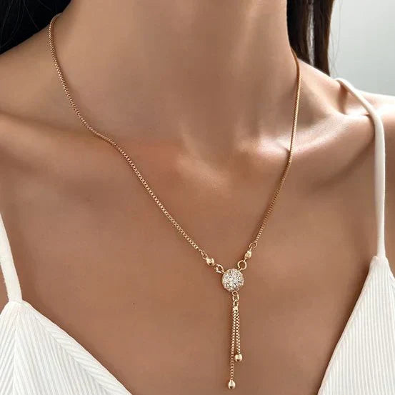 Collier rétro en cristal doré