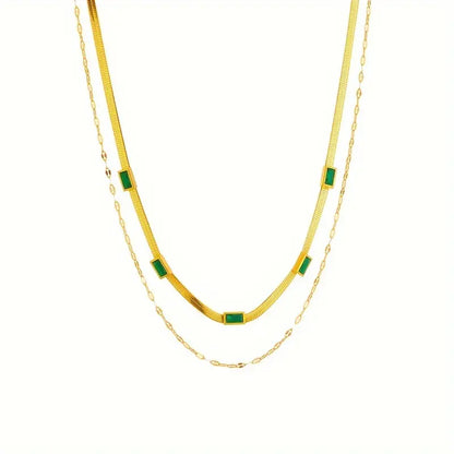 Collier rétro en or à deux couches « Sorella Gem »