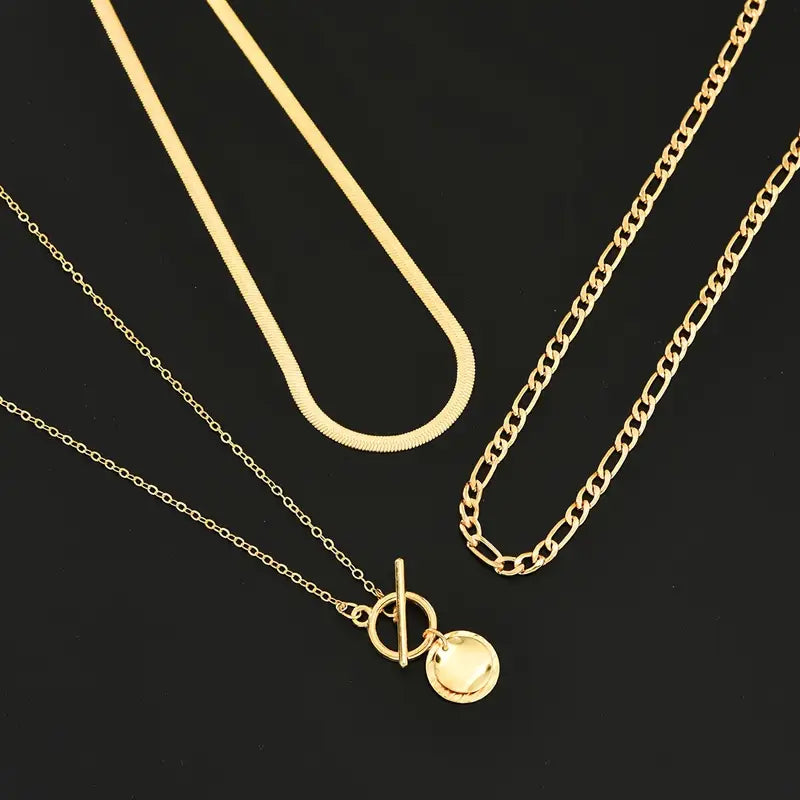 Collier superposé en pièce texturée Savira en or