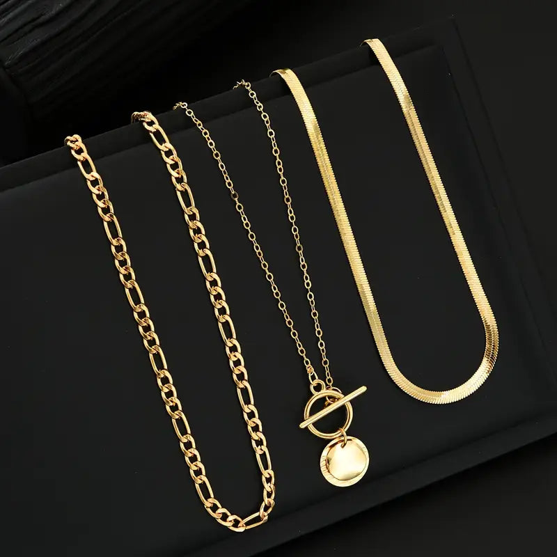 Collier superposé en pièce texturée Savira en or