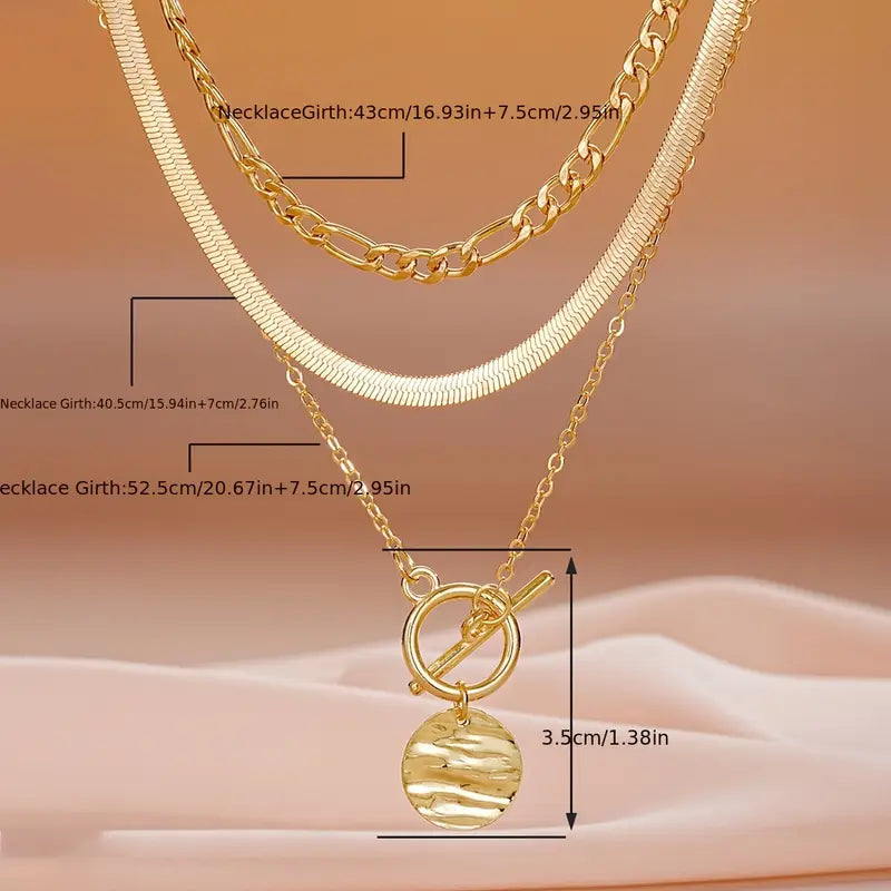 Collier superposé en pièce texturée Savira en or