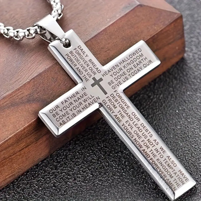 Collier unisexe moderne avec croix suspendue en or