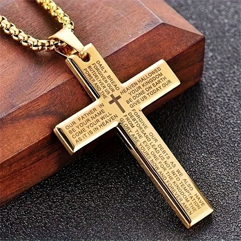 Collier unisexe moderne avec croix suspendue en or
