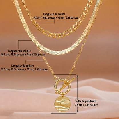 Collier à couches avec des pièces et une structure