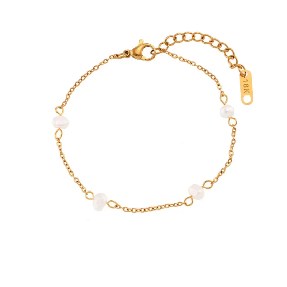 Ensemble complet de collier et bracelet avec des marguerites en acier inoxydable en or